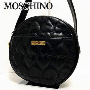 MOSCHINO モスキーノ　丸型ハート　レザー　ハンドバッグ　ヴィンテージ　黒　美品　本物保証