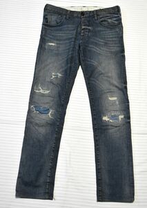 ★ARMANI JEANS★ジョルジオアルマーニ★カッコイイ　インディゴデニムジーンズ・ダメージ加工★30★W84