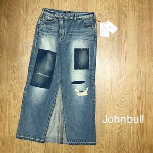 [ не использовался ]Johnbull* Johnbull женский M Denim юбка длинная юбка USED обработка разрез ввод cut off casual 