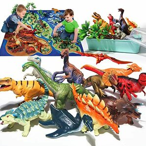 恐竜 おもちゃ フィギュア 恐竜 玩具 ティラノサウルス トリケラトプス マップ 日本語説明書 収納ボックス付き 子供の画像9
