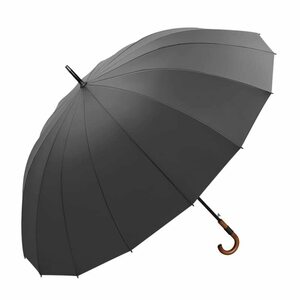 傘 メンズ おしゃれ 125cm 長傘 大き 雨傘 紳士傘 16本骨 耐風 耐水 悪天候 高強度グラスファイバー J木製