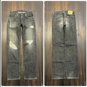 メンズ パンツ Levi's 505 リーバイス ジーンズ デニム ストレート ダメージ 加工 ブラック 黒 アメカジ FE949 / W32 全国一律送料520円