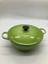 【E/H05152】LE CREUSET ル・クルーゼ 鍋 22 緑 両手鍋 フランス製_画像1