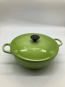 【E/H05152】LE CREUSET ル・クルーゼ 鍋 22 緑 両手鍋 フランス製