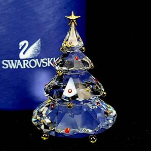 △美品 ◆ スワロフスキー クリスマスツリー 2002-2005年 限定品 オーナメント 星 スタンド 604190 箱つき フィギュリン 置物 クリスタル
