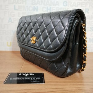 1円スタート 正規品 シャネル CHANEL チェーンショルダーバッグ マトラッセ ラムスキン ダブルフラップ Wフラップ カード シール有