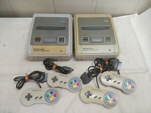 任天堂 スーパーファミコン セット【 本体×2・コントローラー SHVC-005×4 】中古品 通電のみ確認 他未確認ジャンク