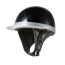 ヘルメット コルク半キャップ 三つボタン ソリッドブラック 新品　半ヘル 57cm～60cm未満 半帽 バイクパーツセンター_画像1