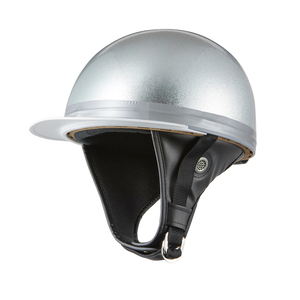 ヘルメット コルク半キャップ 三つボタン シルバーラメ 新品　半ヘル 57cm～60cm未満 半帽 バイクパーツセンター