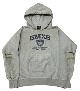 【美品】SAINT M×××××× セントマイケル × SHERMER ACADEMY【SM-A22-0000-059 HOODIE】プルオーバー パーカー Mサイズ グレー