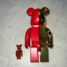 MEDICOM TOY メディコムトイ BEARBRICK ベアブリック招き猫 金×赤 400％ 100％ ※付属無し_画像2