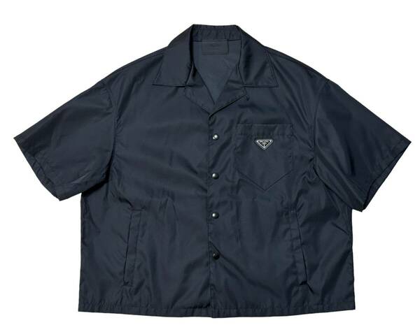 【美品】PRADA プラダ【SC449 S182 1WQ8】Re-Nylon Triangular plate nylon short sleeve shirt トライアングルロゴ プレート 半袖 シャツ