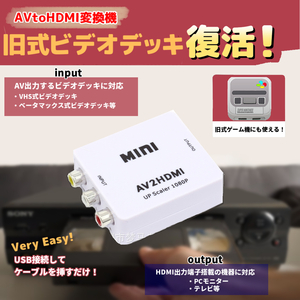 新品 AV to HDMI コンポジット コンバーター 変換器 白 旧式のビデオデッキやゲーム機（ファミコン、SFC、ニンテンドー64等の利用に）