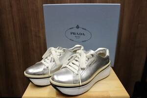 ★【中古良品】PRADA プラダ ローカットスニーカー 1E557I サイズ/34.5（22.0～22.5cm） レザー 厚底 レディース【Y4032411】★