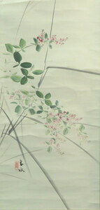 Art hand Auction JY1647◆◇Hanging scroll Suma vs. water Autumn grass Shakurin Hanging scroll by deceased artist◇◆Early autumn Tea ceremony Japanese painting, painting, Japanese painting, flowers and birds, birds and beasts