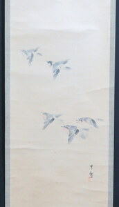 Art hand Auction JY645◆◇掛軸 菅其翠 群鳥図◇◆, 絵画, 日本画, 花鳥, 鳥獣