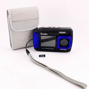 Kenko 防水デュアルモニターデジタルカメラ DSC1480DW メモリーカード付き　ブルー ブラック 【S80870-493】