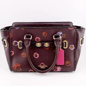 COACH コーチ 2way ハンドバッグ バッグ 小さめ J1723-F22318 ブラウン 花柄 ファッション 鞄 レディース オシャレ　【S80743】