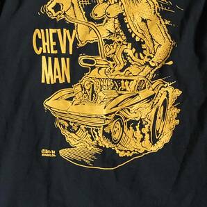 【希少】USA製 レア品 ヴィンテージ DEAD STOCK 90s ラットフィンク RAT FINK 長袖Tシャツ ピンストライプ サイズM ED ROTH ホットロッドの画像2