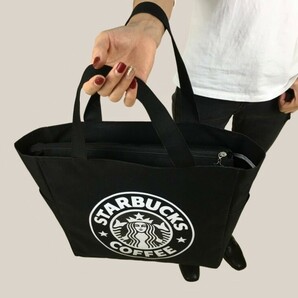 スターバックス スタバ トートバッグ エコバック 超ビッグ 買い物袋 ブラック 黒 新品 ロゴ Starbucks 海外限定 男女兼用 上質 TOTO 防水の画像9