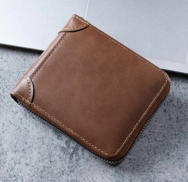 財布 メンズ 二つ折りシンプル 小銭 カードケース 紳士用 お洒落 ジッパー ポケット