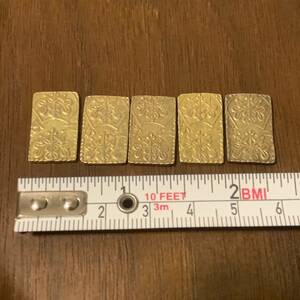 5枚 明治二分金 明治二分判金 二分金 3.0ｇ 古銭 貨幣 金貨 コイン コレクション ヴィンテージ ビンテージ 二朱金 天保二朱金 送料無料