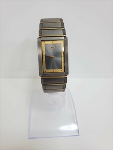 ☆1円～ 稼働 SEIKO クレドール 2F70-5130 クォーツ 腕時計 チタン×18KT スクエア グレー文字盤 訳あり品 現状品☆