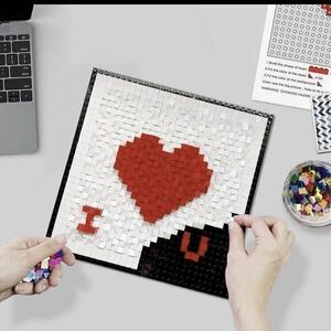 [ new goods ]mo The ik art Building art puzzle ( red Heart ) I LOVE YOU wall art ko Large . literary creation intellectual training interior 