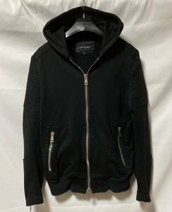 1PIU1UGUALE3 RIDERS PARKA ライダースパーカー　ブラック　定価82,000+TAX