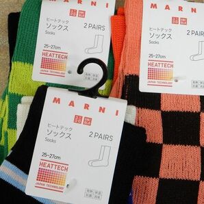 未使用品!! MARNI マルニ × UNIQLO ユニクロ ヒートテックソックス 2ペア 靴下 25cm-27cm 3点セット 【6125y1】の画像3