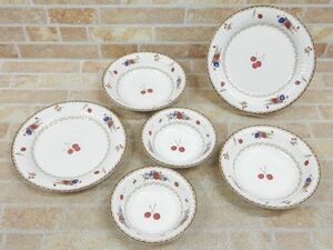 未使用品! Noritake CRAFTONE/ノリタケ チェリータイム プレート 3種類 6枚セット 【6847y1】