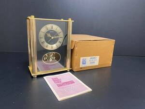  ★a-114　セイコー クオーツ クロック 置時計 SEIKO QZ410G ゴールド 回転飾り レトロ インテリア 時計 日本製 