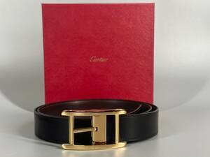 極美品　正規　Cartier　カルティエ タンク ベルト ブラック カウハイド 　ゴールド フィニッシュ バックル 黒×茶 　定価73,700円