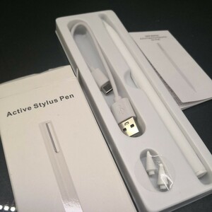 Active Stylus Pen type-c(USB) タッチペン スタイラスペン 2つ交換用ペン先付き Pad・Phone・Android・スマホ・タブレット ホワイト