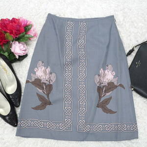 G6930* ultimate beautiful goods * tag equipped *SunaUna SunaUna * floral print * skirt * gray *36