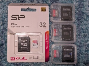 0603u2302　SanDisk SP microSDカード まとめ まとめて 32GB 64GB 4枚セット 正規品