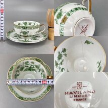 J0372A Haviland Limoges アビランド リモージュ カップ&ソーサー 六客 緑の草花文 茶道具 珈琲道具 コーヒーの道具 杯 皿 共箱 西洋美術_画像10