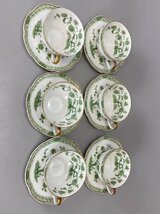 J0372A Haviland Limoges アビランド リモージュ カップ&ソーサー 六客 緑の草花文 茶道具 珈琲道具 コーヒーの道具 杯 皿 共箱 西洋美術_画像2