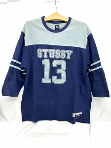 ⑩STUSSY ステューシー 七分丈 カットソー 13 フットボールシャツ 厚地 XL