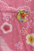 inagoya■おひなまつりに☆着用可【四つ身+襦袢】ピンク 部分刺繍 7歳用 女の子 正絹 中古 七五三 お祝いy6670my_画像5