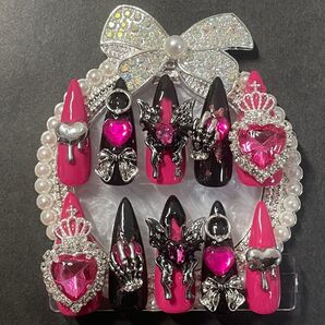 ネイルアート nail ネイルチップ 現品 ヴィンテージ 推し活 バンギャ サブカル 量産型 地雷系 推し活 ネイルパーツ ハート