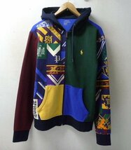 ◆国内正規 希少 POLO RALPH LAUREN ポロラルフローレン マルチ パッチワーク 切替 ジップ パーカー マルチ サイズM_画像1