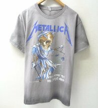 ◆METALLCA メタリカ スカルプリント 復刻 バンドTシャツ グレー　ヴィンテージ加工　サイズL_画像1