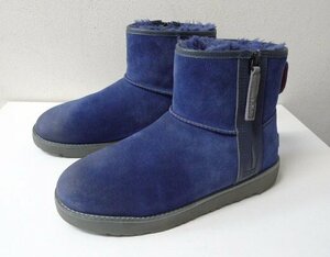 ◆UGG アグ サイドジップ シープスキン ムートンブーツ MID ネイビー サイズ26 美