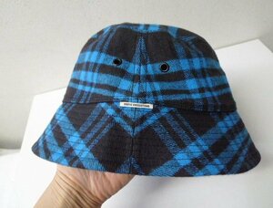 ◆COOTIE PRODUCTIONS 23ss 新同 Nel Check Bucket Hat クーティー ネル　チェック　バケット ハット 帽子 タグ付き Black/Blue サイズM