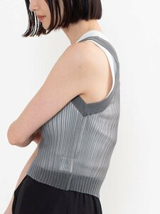 *HYKE high k new same exhibition goods SHEER WIDE RIBBED SWEATER BUSTIER TOP tops GREY 241-11351