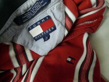 ◆TOMMY HILFIGER トミーヒルフィガー US古着　ストライプ 鹿の子 ポロシャツ 赤系 サイズL 襟色褪せあり_画像4