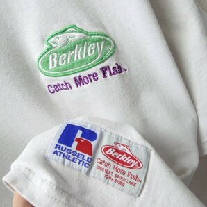 ◆RUSSEL ラッセル × Berkley バークレー ロゴ刺繍 ワッペン Tシャツ 白 サイズL バス釣り ブラックバスの画像2