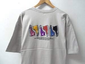 ◆CONVERSE ALL STAR コンバース オールスター スニーカー刺繍 デザイン Tシャツ ベージュ系 サイズLL