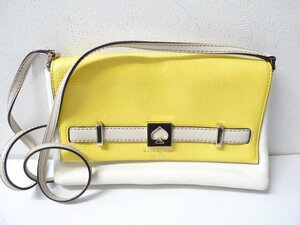 *Kate Spede Kate Spade switch design leather shoulder bag yellow white light dirt equipped 